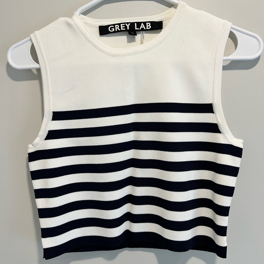 Grey lab striped crop top